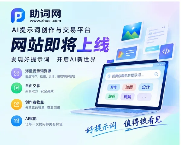 AI提示词创作与交易平台｜助词网即将上线啦